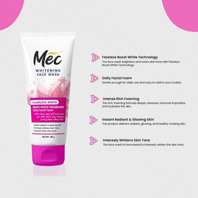 Mec Brightening Face Wash – Flawless Bright Daily Facial Foam (100g)