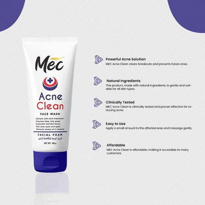 Mec Brightening & Acne Clean Face Wash Combo – Daily Facial Foam (2 x 100g)